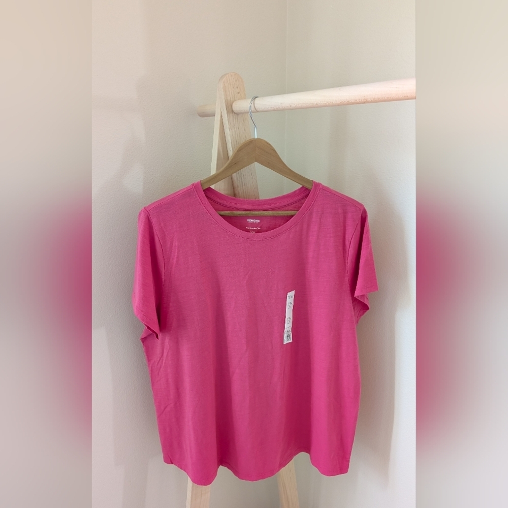 NWT Sporty Cotton Polyester Short Sleeve Crewneck Everday T-Shirt In Pink